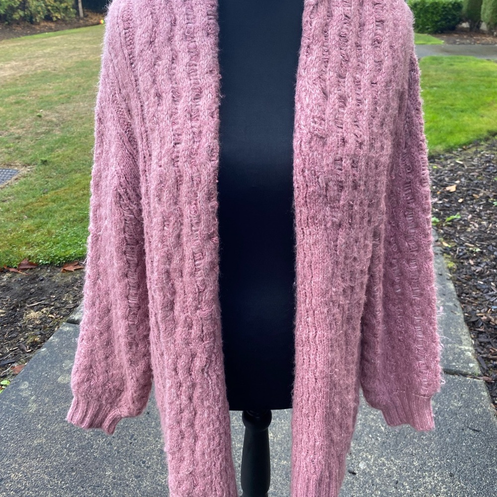 Anthropologie Mauve Cable Knit Cardigan